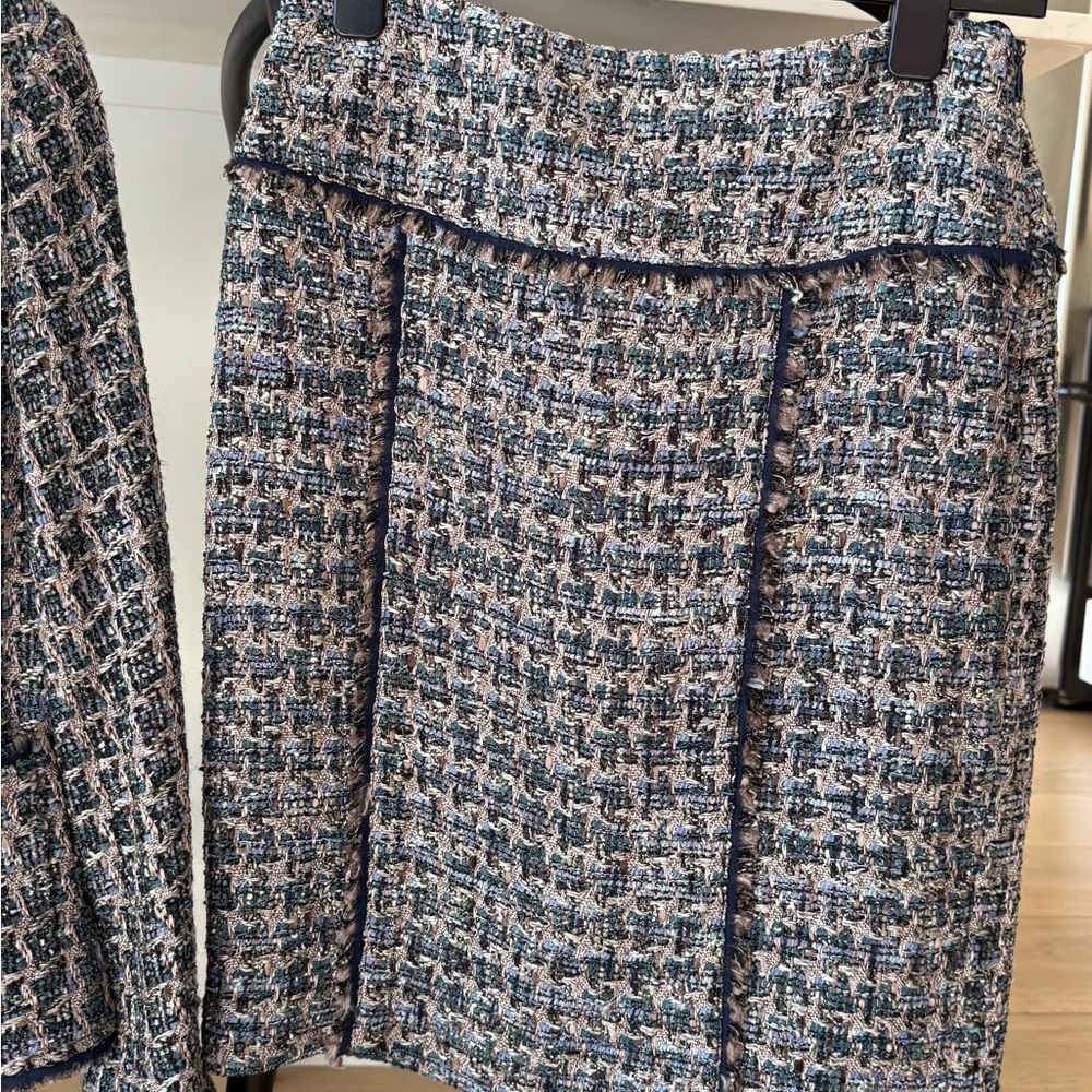 Brooks Brothers Tweed Pencil Skirt - Blue and White